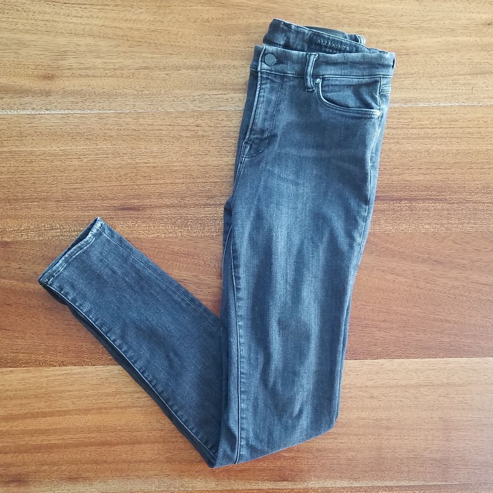 All Saints grace washed black jeans